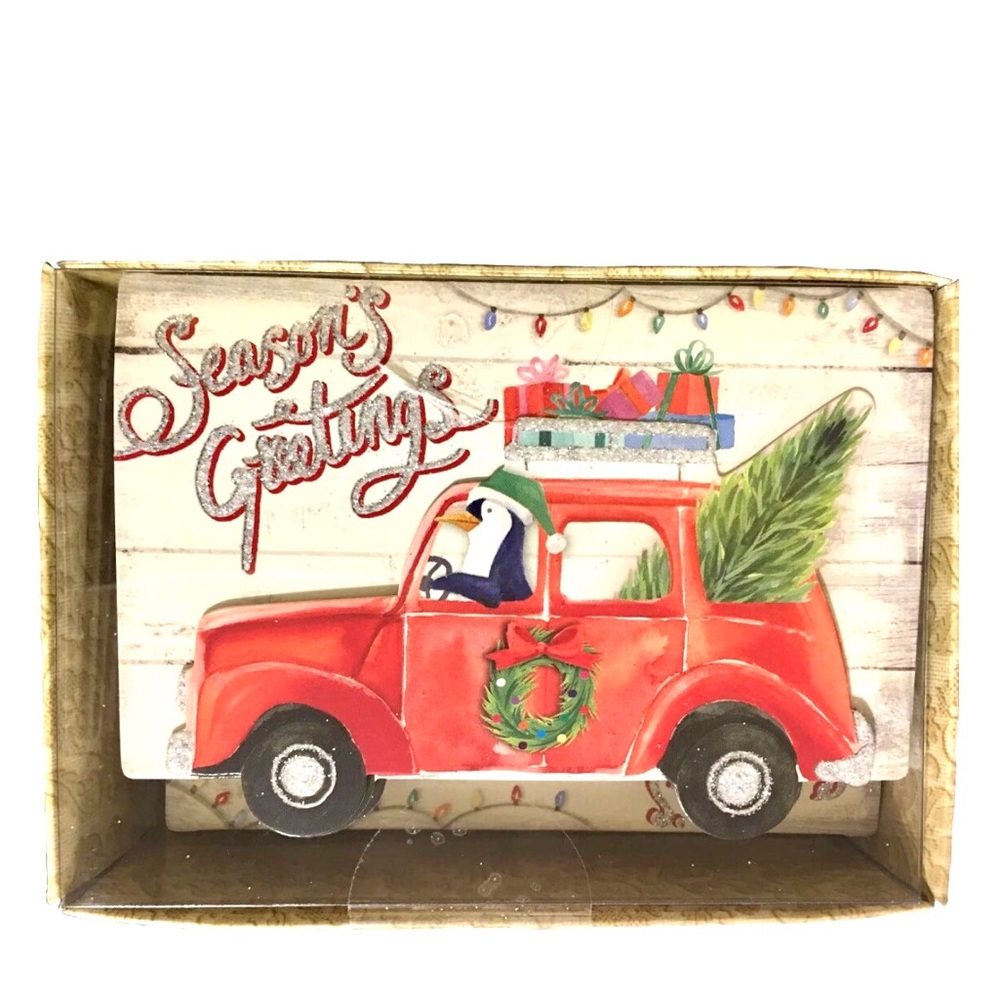Punch Studio Penguin 3D Embellished Holiday Cards (64924), 10 ct